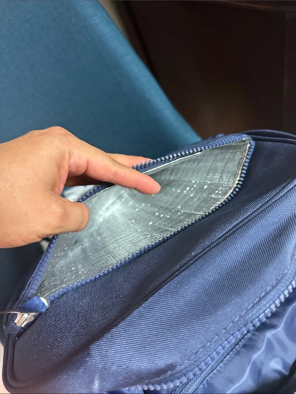 Navy blue Diaper Bag with Accent Pattern